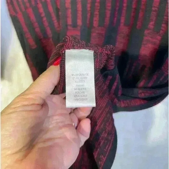 Sandra Darren Black Red Graphic Cowl Sweater Dress Warm Office Casual Womens Med - Picture 5 of 7